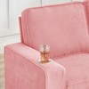 83.86" Snowfleece Fabric 3-Seater Sofa with Cup Holders, Compressed Modern Couch - 4 of 4
