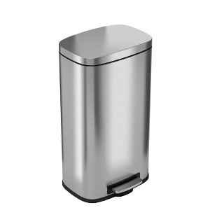 iTouchless Step Pedal Kitchen Trash Can with AbsorbX Odor Filter and Removable Inner Bucket 8 Gallon Rectangular Stainless Steel - 1 of 4