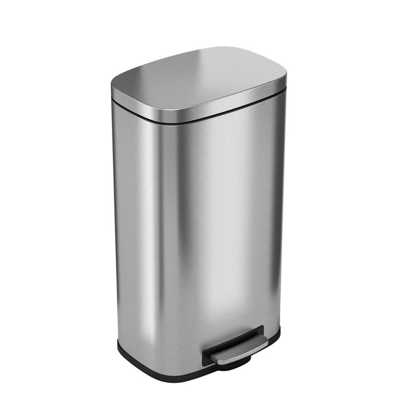 iTouchless Step Pedal Kitchen Trash Can with AbsorbX Odor Filter and Removable Inner Bucket 8 Gallon Rectangular Stainless Steel, 1 of 7