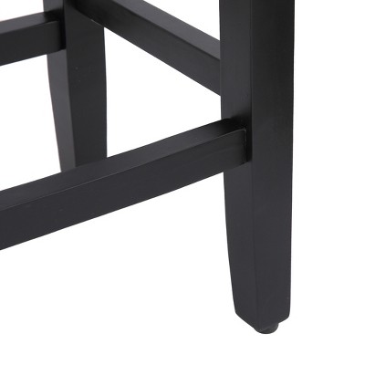 Gray Upholstered Wood Saddle Counter Stool, 24" Height