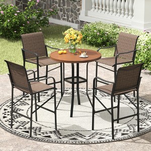 Ridstar 3 Pieces Outdoor Patio Round Bar Table Set For Lawn & Garden-Brown - 1 of 2