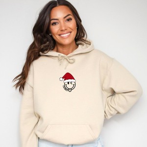 S.W.Smiley Santa Hat Glitter - Women's Graphic Hoodie - 1 of 3