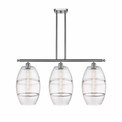 Vaz - 3 Light Stem Hung Island In Industrial Style-19 Inches Tall and 36.5 Inches Wide