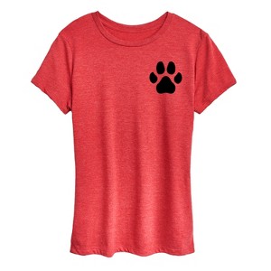 Women's - Instant Message - Black Pawprint Left Chest Short Sleeve Graphic T-Shirt - 1 of 4