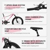 NAYSAYE Bicycles 20 Inch Kids Bicycle 7 Speed with Shock Absorbing Fork and V Brakes for Outdoor Adventures, Pink, 55.9"*21.2"*31.5" - 3 of 4