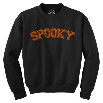 Scary Crewneck Sweatshirt Funny Halloween Varsity Lettering Joke Longsleeve Sweater - Crazy Dog Crew Neck Sweatshirt