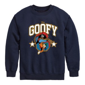 Boys' - Disney - Goofy Collegiate Graphic Long Sleeve Fleece Sweatshirt - 1 of 4