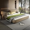 Whisen King Size Cloud Bed Frame, Chenille Upholstered Bed with Oversized Padded Movable Headboard, Round Corner - 2 of 4