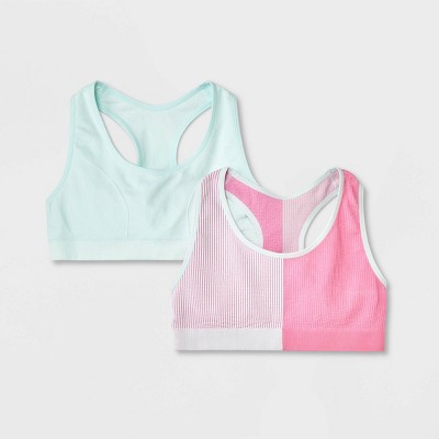 Girls' 2pk Ribbed Sports Bra - Cat & Jack™ Pink M