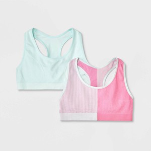 Girls' 2pk Ribbed Sports Bra - Cat & Jack™ Pink - 1 of 3