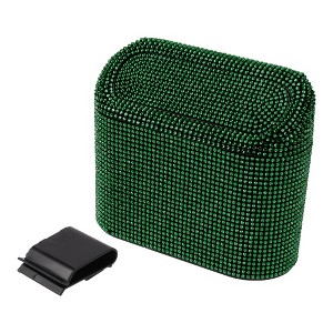 Unique Bargains Auto Car Trash Can Durable Car Door Trash Bin Green 1 Pc 6.3" Length 2.8" Width 5.5" Height ABS Rhinestone - 1 of 4