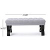 CAVINAS Upholstered Ottoman Bench, Button-Tufted Diamond Stitching Accent Stools, Entryway Benches with Half-Circle Birch Wood Legs - 4 of 4