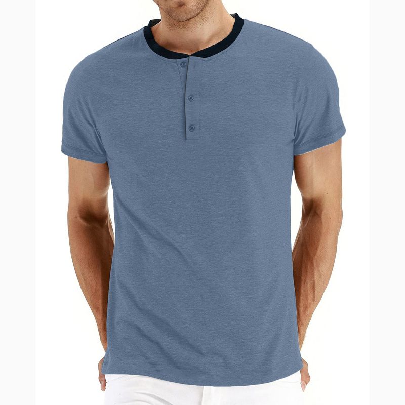 Men's Short Sleeve Henley T-Shirt with Contrast-Trim, 5 of 6