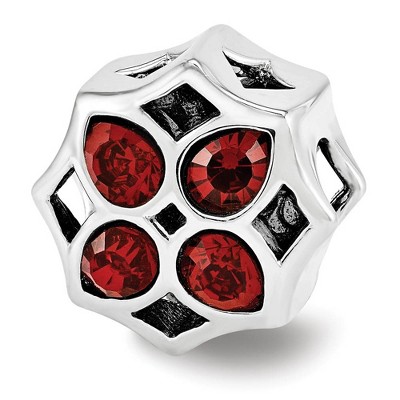 Black Bow Jewelry Sterling Silver with Red Crystals Lattice Flower Bead Charm