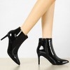 Allegra K Women's Pointed Toe Size Zipper Stiletto High Heel Ankle Boots - 2 of 4