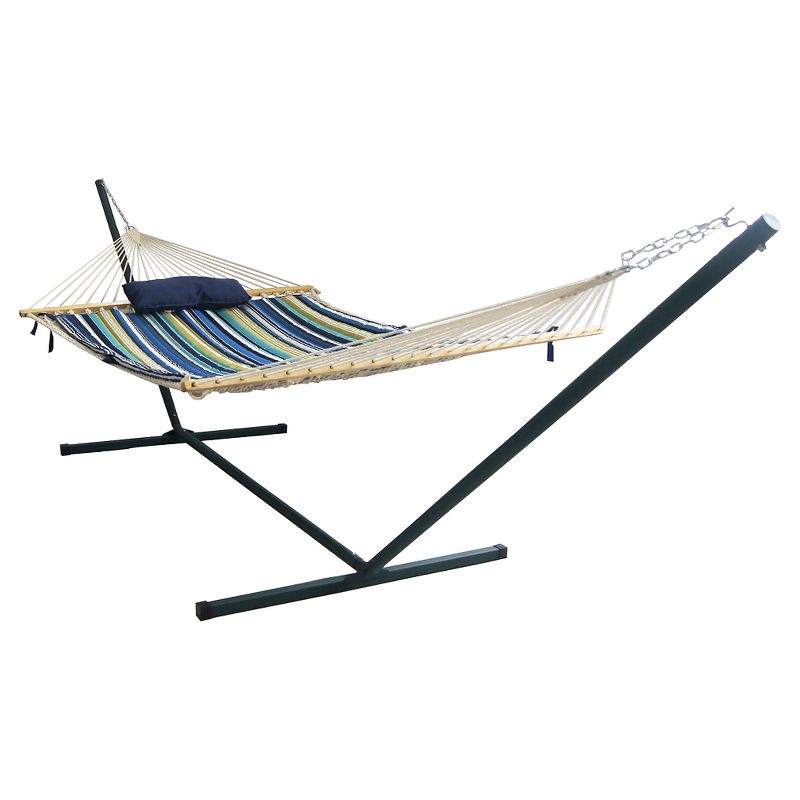 Blue Wave Island Retreat 15&#39; Hammock Set - Relaxing Outdoor Oasis, Easy-Move Stand, Comfortable Polyester Pad & Pillow, 1 of 11