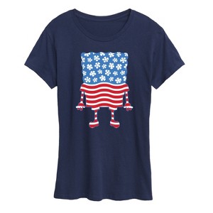 Women's - SpongeBob SquarePants - Silhouette Stars Stripes Short Sleeve Graphic T-Shirt - 1 of 4