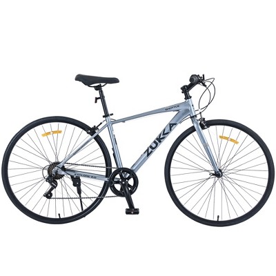 Infurnic Bicycles, Hybird Bicycle with 7-Speed Gearing, Road Bike For men women's City Bicycle, Gray, 74"*28"*42"