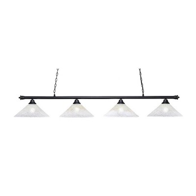 Toltec Lighting Oxford 4 - Light Island Pendant Light in  Matte Black with 16" Gold Ice Shade