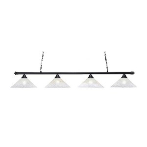 Toltec Lighting Oxford 4 - Light Island Pendant Light in  Matte Black with 16" Gold Ice Shade - 1 of 1