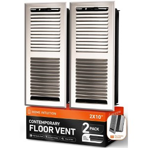 Home Intuition Contemporary Floor Vent Cover 4X12 Inch with Mesh Cover Trap Heat and Air Walkable Metal Floor Vent for HVAC Duct, Satin Nickel - 1 of 4