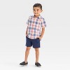 OshKosh B'gosh Toddler Boys' Short Sleeve Plaid Woven Shirt - Red/Blue/White - 3 of 3