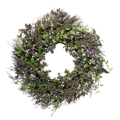 Northlight Purple Mini Berry Artificial Thanksgiving Wreath, 22-Inch Unlit