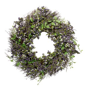 Northlight Purple Mini Berry Artificial Thanksgiving Wreath, 22-Inch Unlit - 1 of 4