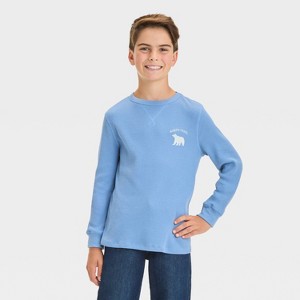Boys' Long Sleeve Graphic Thermal T-Shirt - Cat & Jack™ Light Blue - 1 of 4