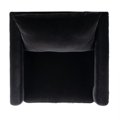 Olivya Black Velvet and Wood Contemporary Accent Chair