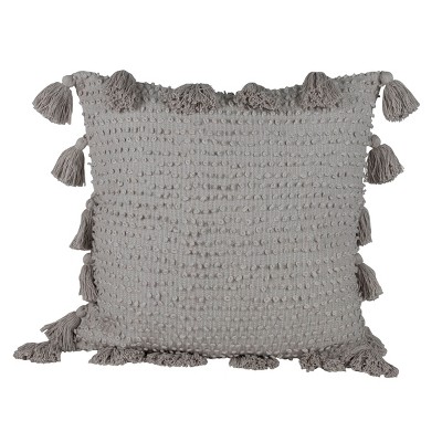 Pulled Knot Gray 24X24 Hand Woven Filled Pillow - Foreside Home & Garden