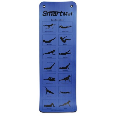 Prism Fitness 16mm Thick Smart Self-Guided Stretching and Exercise Mat for Yoga, Pilates, and Stretching, Blue