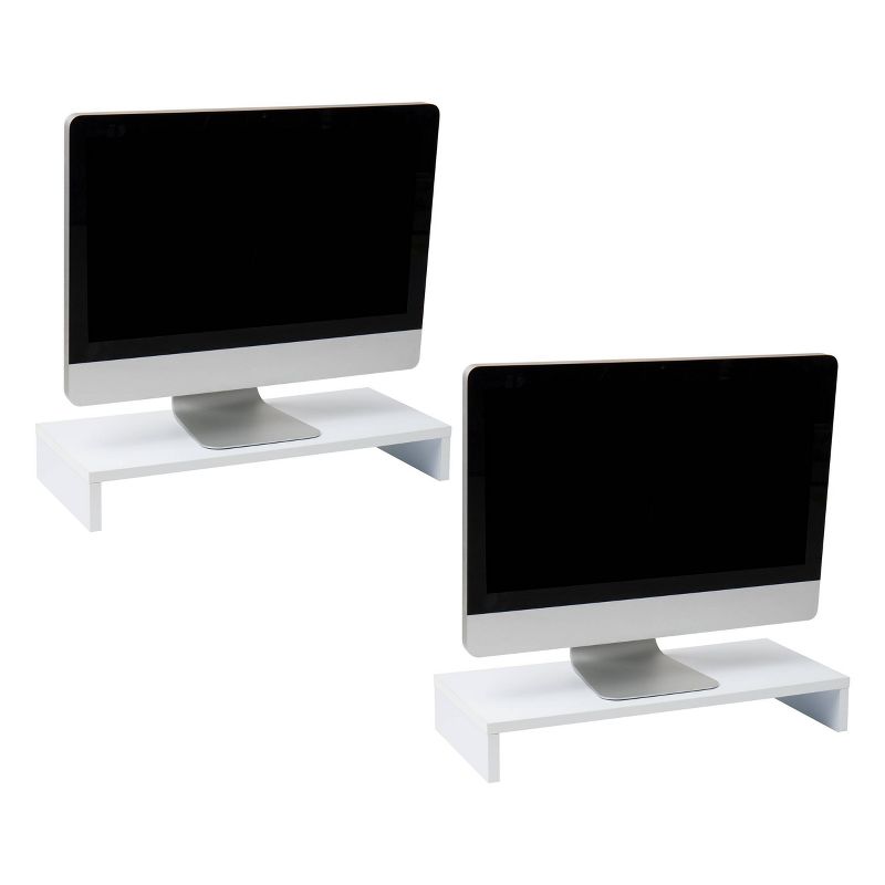 Mind Reader Woodland Collection Monitor Stand Set of 2 White, 1 of 7
