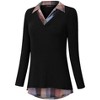 WhizMax Women's Long Sleeve Contrast Collared Shirts Patchwork Work Blouse Tunics Tops - 2 of 4