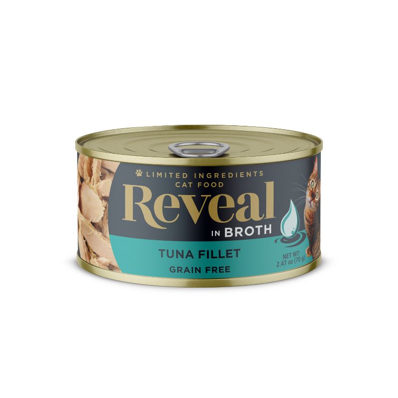 Reveal Natural Limited Ingredient Grain Free Tuna Fillet in Broth Wet Cat Food - 2.47oz, 1 of 9