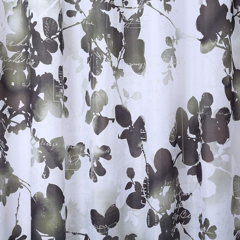 Watercolor Floral Leaves Fabric Shower Curtain for Bathroom, 2 of 4