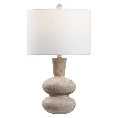 JONATHAN Y Matheo 24" Modern Minimalist Sculptural Oak-Grain Resin LED Table Lamp