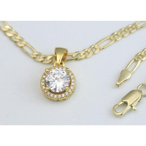 Aria Jeweler Inc Chain with Round Diamond Pendant - 1 of 3