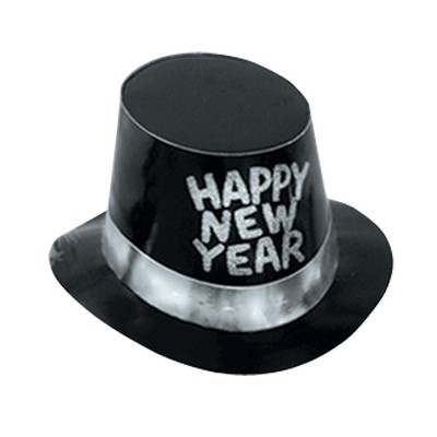 Beistle Hi-Hat With Silver Glittered Happy New Year One Size Black 88618-C25