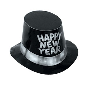 Beistle Hi-Hat With Silver Glittered Happy New Year One Size Black 88618-C25 - 1 of 1