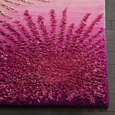 Handmade Tufted Pink Wool & Viscose Blend Area Rug - 3'6" x 5'6"
