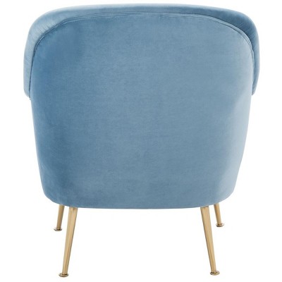 Rodrik Light Blue Velvet and Wood Accent Chair