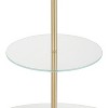 LumiSource Chloe Contemporary Shelf Floor Lamp with Marble Base Shelf and Linen Shade White (Includes LED Light Bulb) : Gold Neck, Round Glass Table - 3 of 4