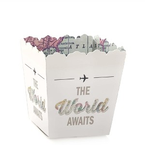 Big Dot of Happiness World Awaits - Party Mini Favor Boxes - Travel Theme Graduation Party Treat Candy Boxes - Set of 12 - 1 of 4