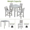 Gulches 5-Piece Silver Grey Counter Height Dining Set - Square Wooden Table with Crystal Decor & 4 Upholstered Chairs, 330LBS Capacity, Space-Saving - 3 of 4