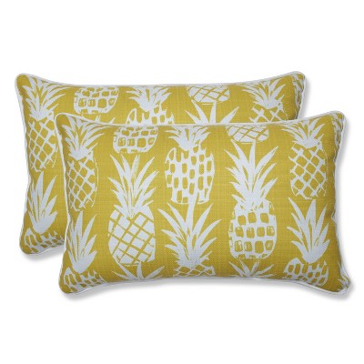 2pk Pineapple Rectangular Throw Pillows Yellow - Pillow Perfect