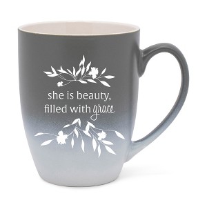 Elanze Designs She Is Beauty Filled With Grace Two Toned Ombre Matte Gray and White 12 ounce Ceramic Stoneware Coffee Cup Mug - 1 of 4
