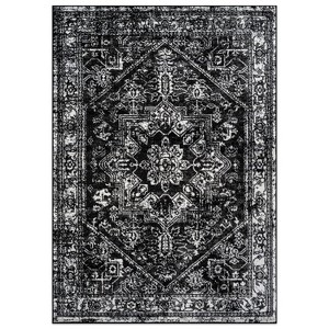 World Rug Gallery Black Ivory Vintage Medallion Indoor Area Rug - 1 of 4