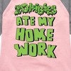 Girls' - Instant Message - Zombies Ate My Homework Shirt Tail Raglan Graphic T-shirt - 2 of 4