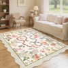 Washable Scalloped Area Rugs Floral Printed Dining Room Carpet Non Slip Low Pile Accent Rug Farmhouse Snake Indoor Floor Cover for Living Room - 2 of 4